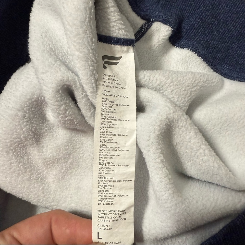 Fabletics The Postgame Crew Men’s Size Large Heather Blue Sweatshirt - Picture 5 of 5